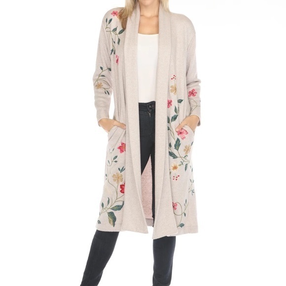 Johnny Was Sweaters - NEW Johnny Was Cozy Embroidered Shimmer Cardigan / Duster S